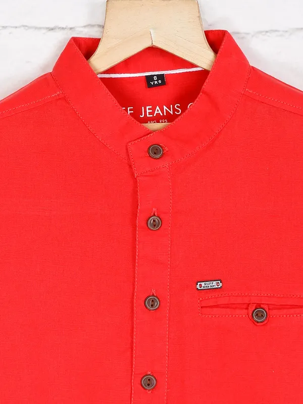 Ruff red solid casual wear shirt