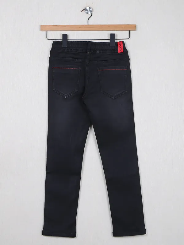 Ruff ripped and washed black denim jeans