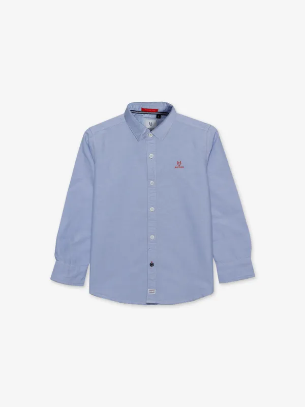 Ruff sky blue cotton plain shirt