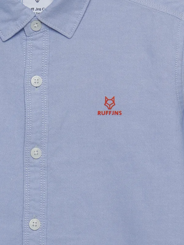 Ruff sky blue cotton plain shirt