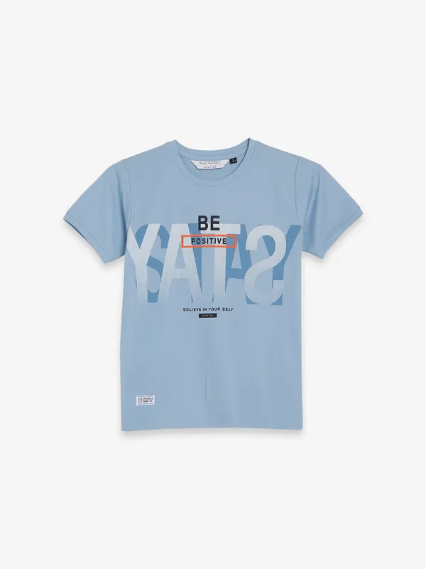 Ruff sky blue printed t shirt