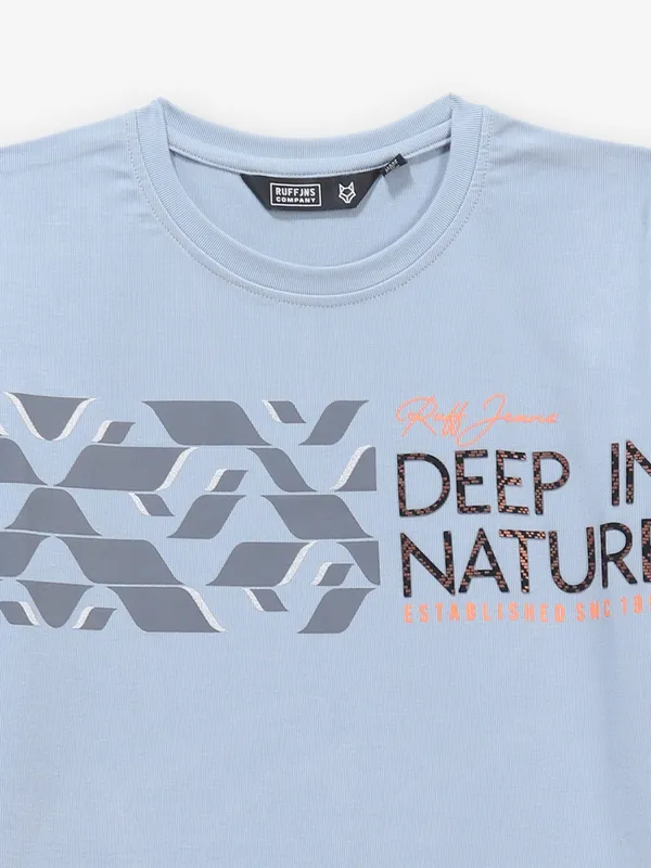 RUFF sky blue printed t-shirt for boys