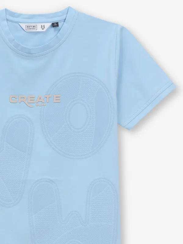 RUFF sky blue texture cotton t-shirt