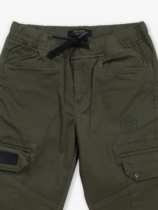 RUFF solid dark olive cotton cargo