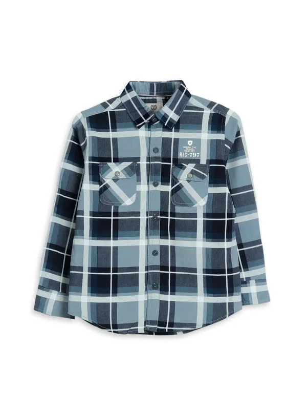 Ruff stone blue checks shirt