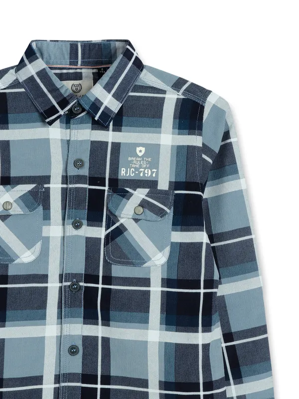 Ruff stone blue checks shirt