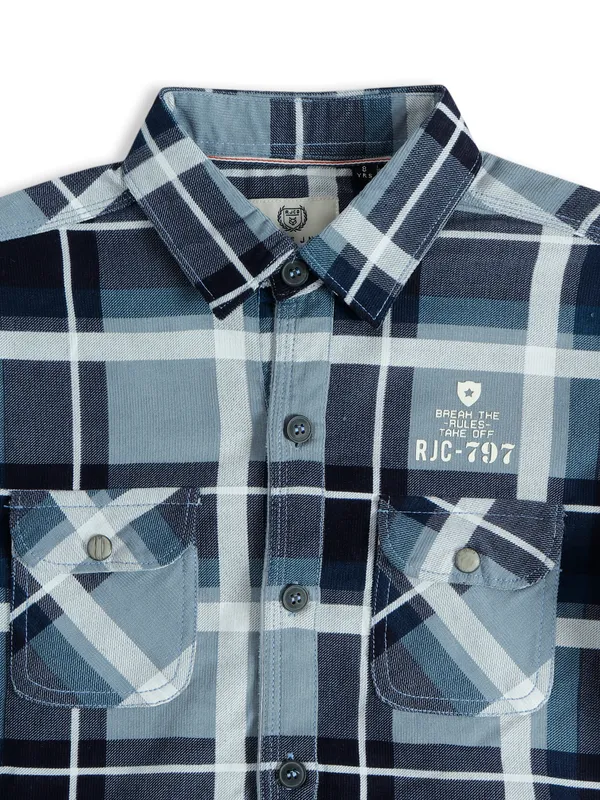 Ruff stone blue checks shirt