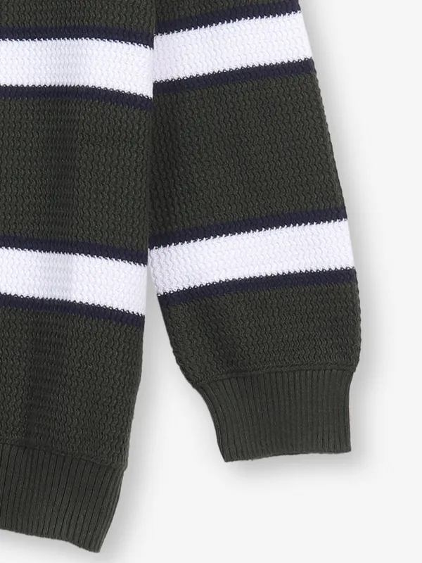 RUFF striped forest green knitted t-shirt
