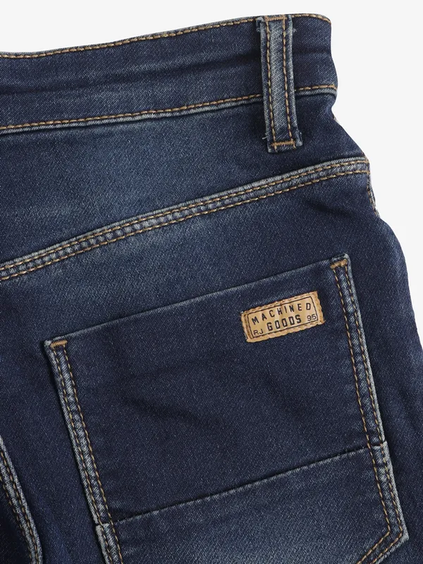 Ruff washed dark blue jeans-G3-BJE01059 | United States