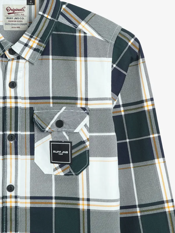 RUFF white and blue cotton checks shirt