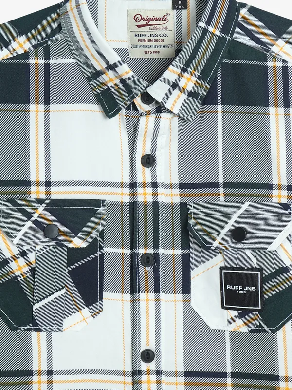 RUFF white and blue cotton checks shirt