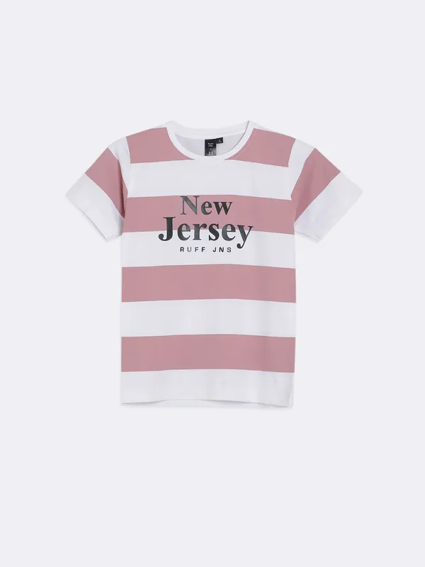 Ruff white and pink stripe t shirt