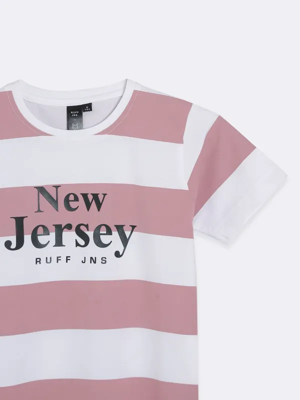 Ruff white and pink stripe t shirt