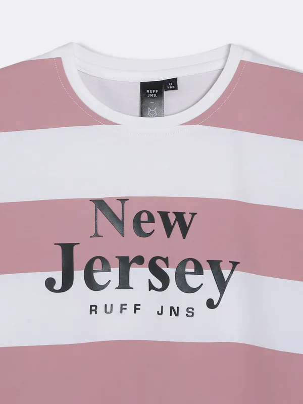 Ruff white and pink stripe t shirt