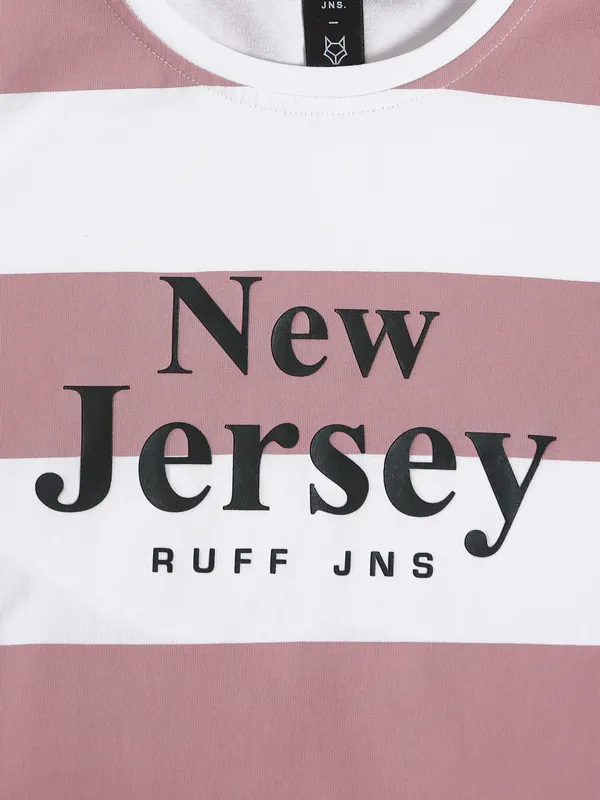 Ruff white and pink stripe t shirt