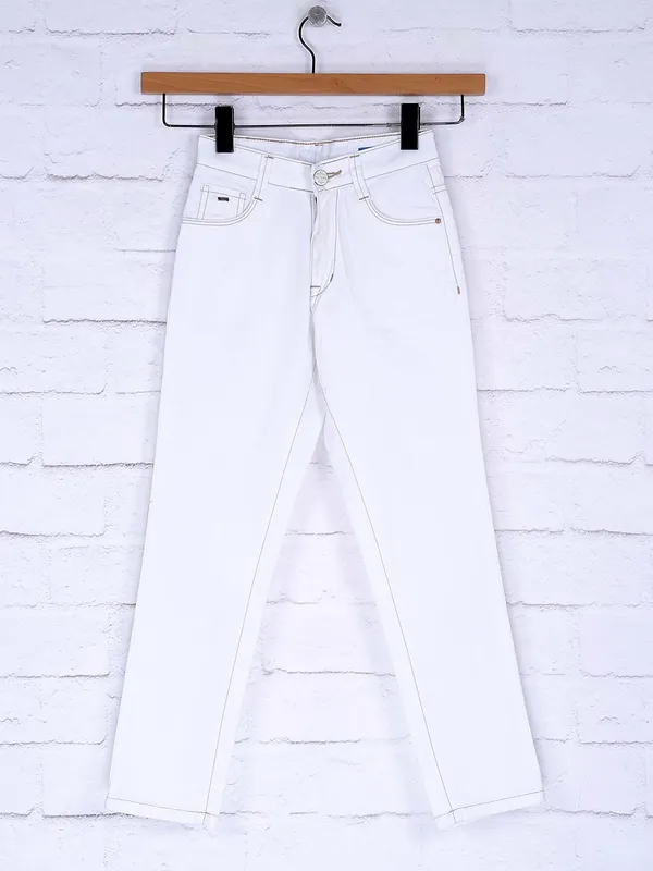 Ruff white colored solid denim