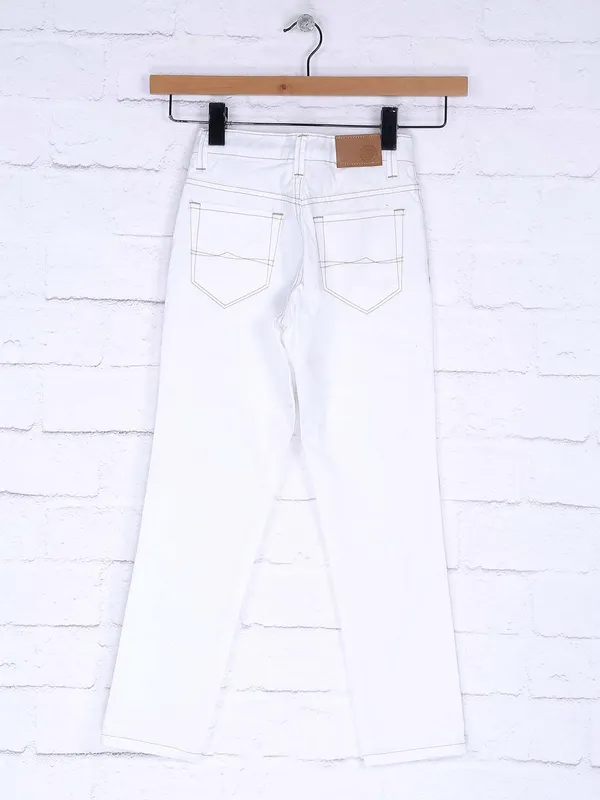 Ruff white colored solid denim
