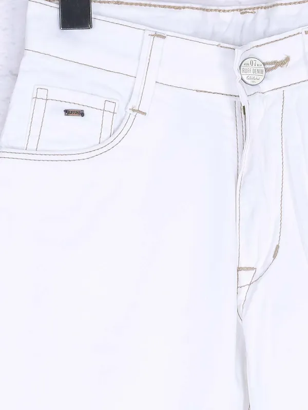 Ruff white colored solid denim
