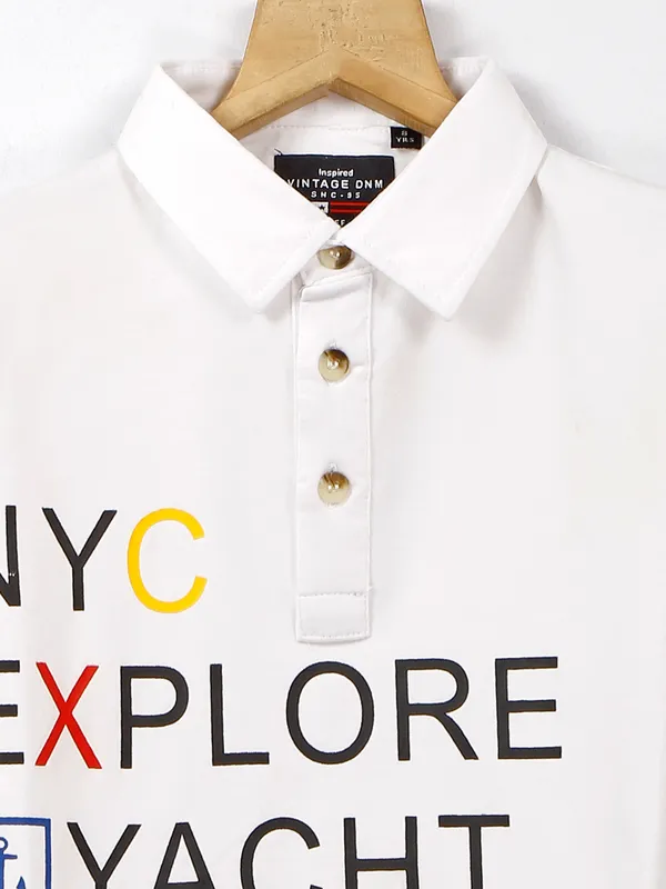 Ruff white cotton collar neck t shirt