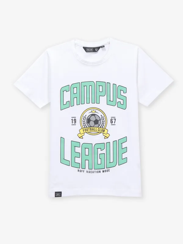 RUFF white cotton printed t-shirt for boys