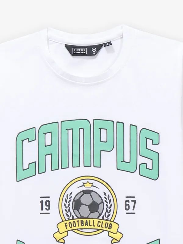 RUFF white cotton printed t-shirt for boys