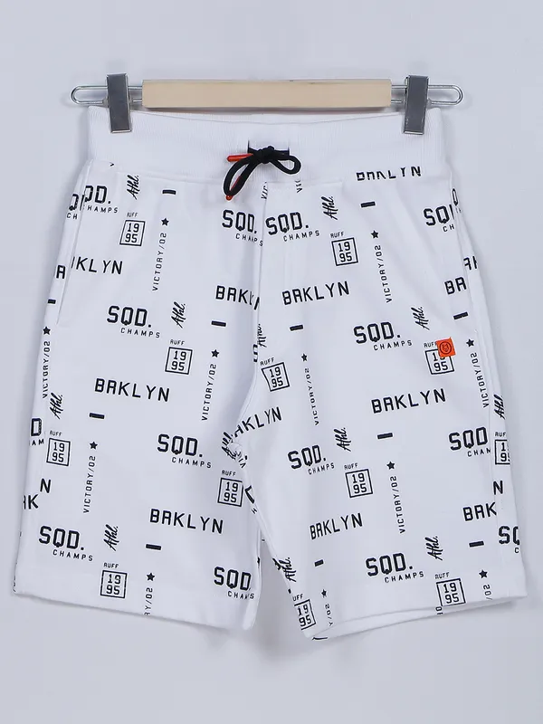 Ruff white cotton shorts