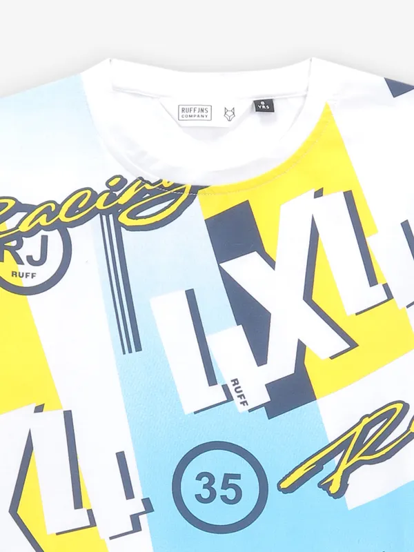 RUFF white printed cotton t-shirt for boys