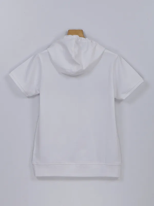 Ruff white printed hooded t shirt