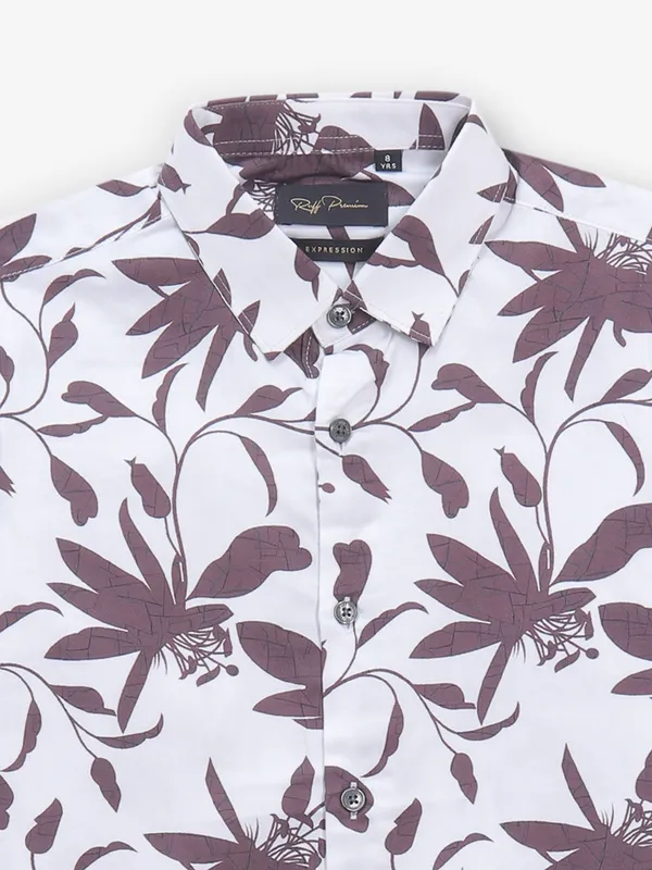RUFF wine printed cotton shirt