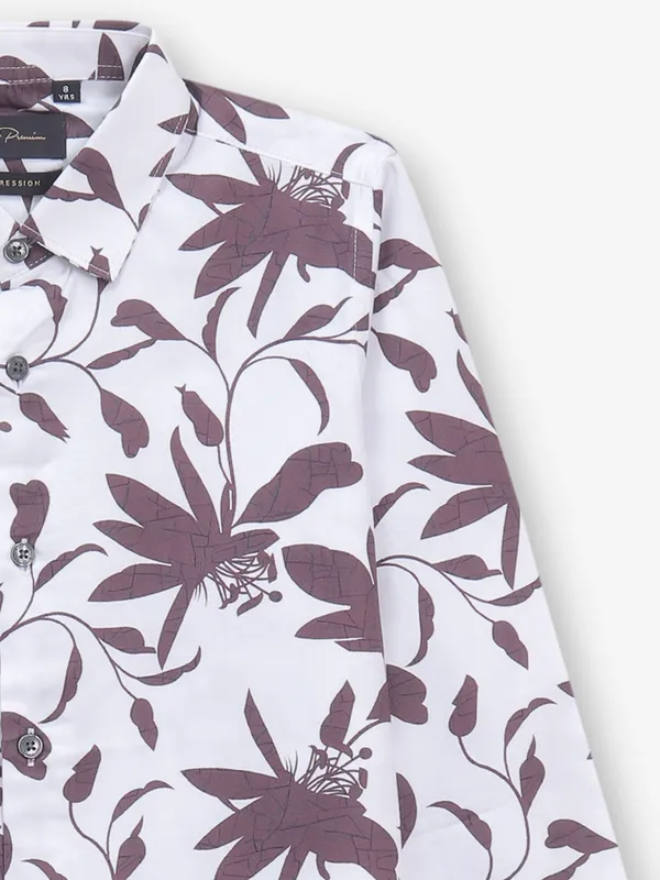 RUFF wine printed cotton shirt