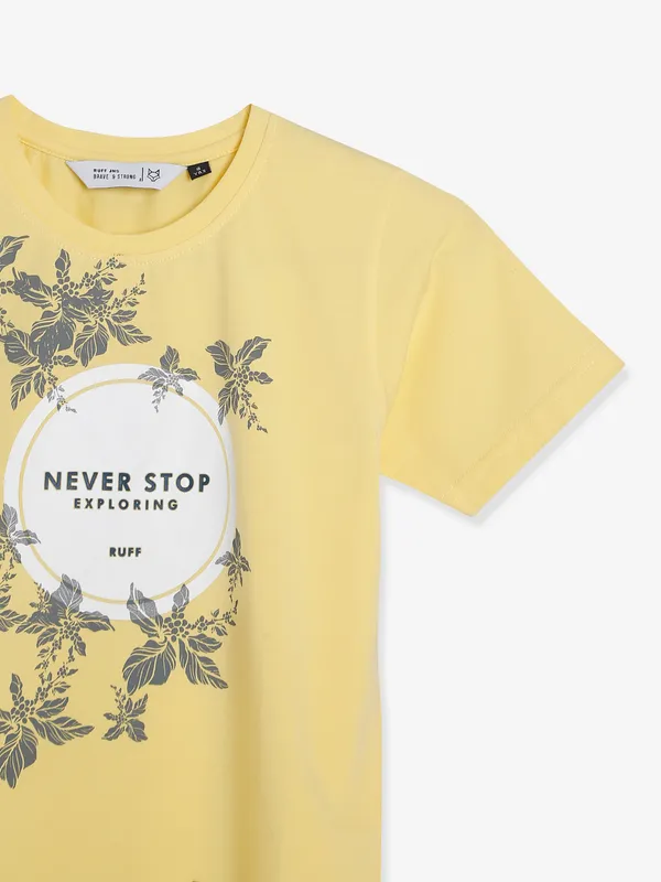 Ruff yellow printed cotton t shirt
