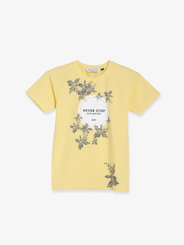 Ruff yellow printed cotton t shirt