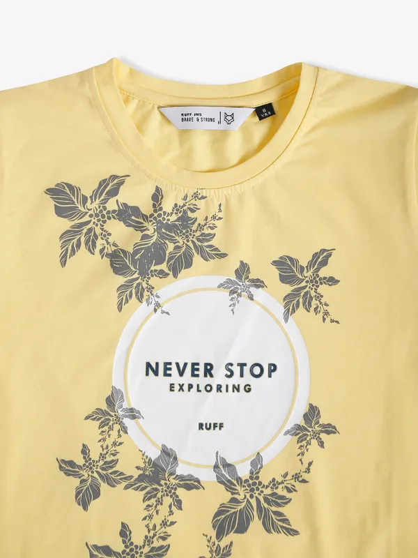 Ruff yellow printed cotton t shirt