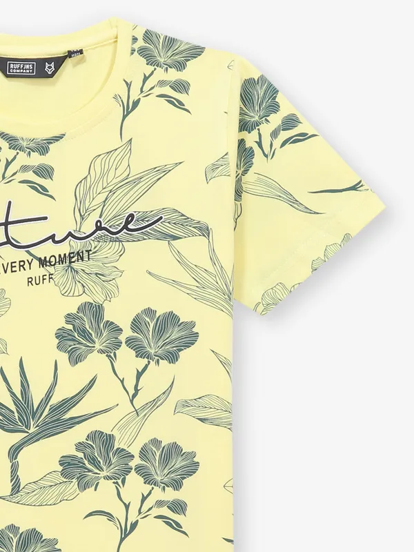 RUFF yellow printed cotton t-shirt for boys