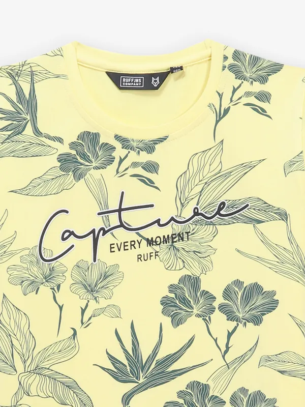 RUFF yellow printed cotton t-shirt for boys