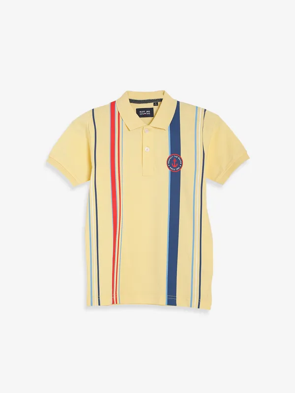 Ruff yellow stripe polo t shirt