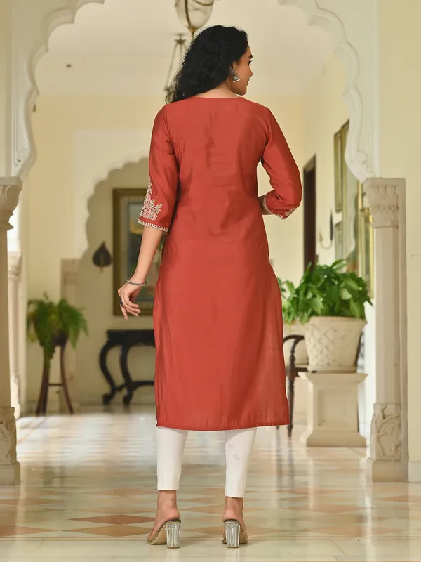 Rust cotton silk casual elegance kurti
