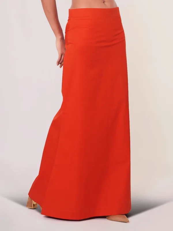 Rust orange lycra cotton saree shapewear