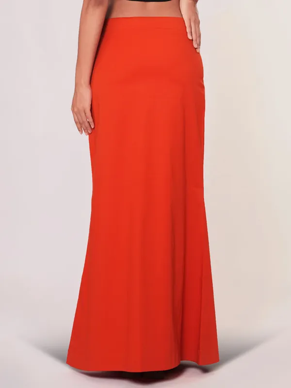 Rust orange lycra cotton saree shapewear