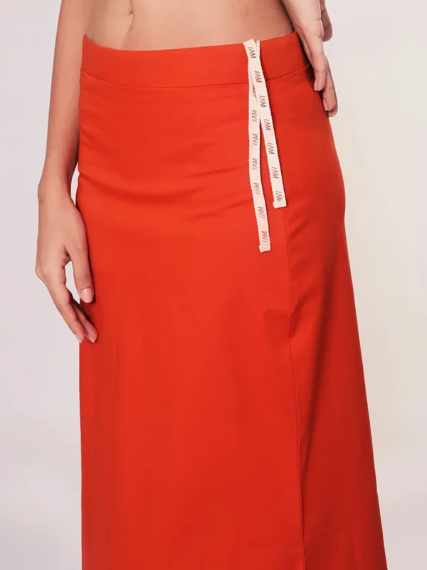 Rust orange lycra cotton saree shapewear
