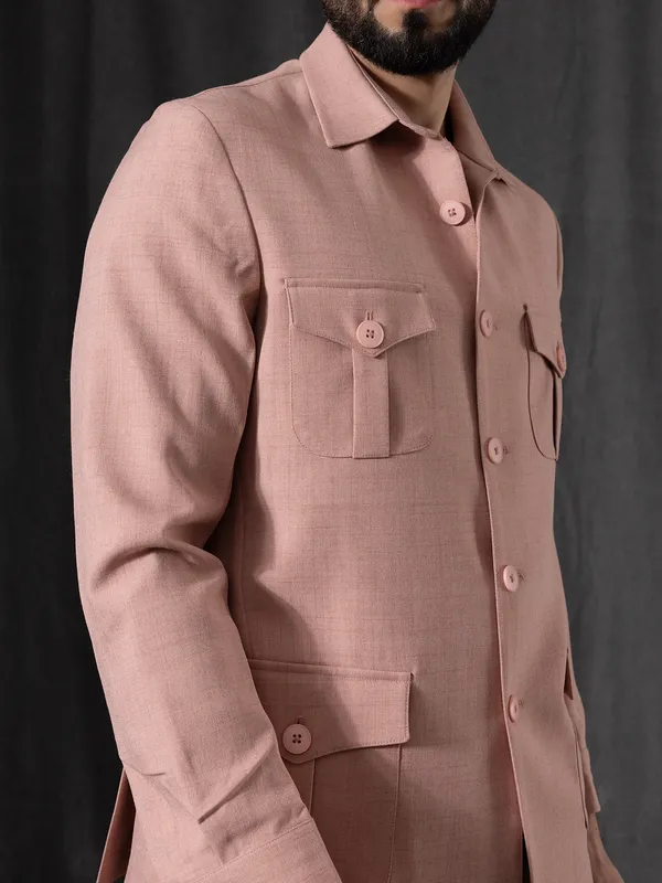 Rust pink cotton jodhpuri suit for man