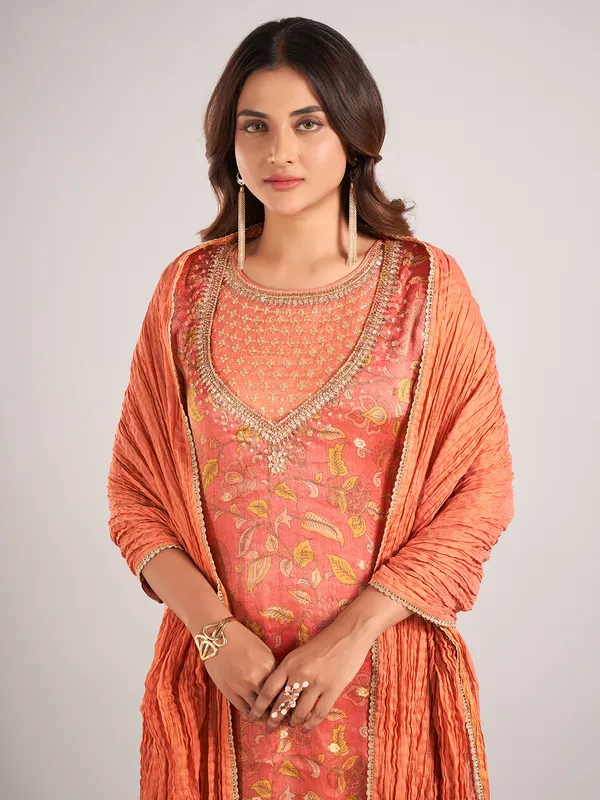 Rust pink dhoop chav soft silk wedding wear salwar suit