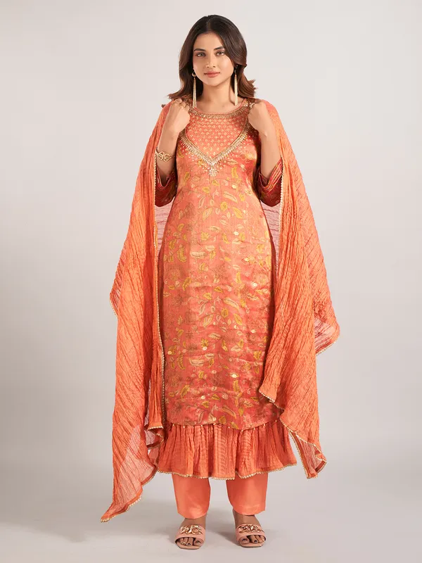 Rust pink dhoop chav soft silk wedding wear salwar suit