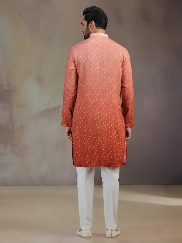 Rust red festive wear kurta suit in silk