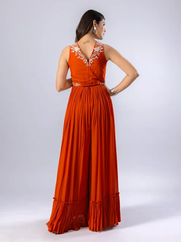 Rust Red palazzo suit for women