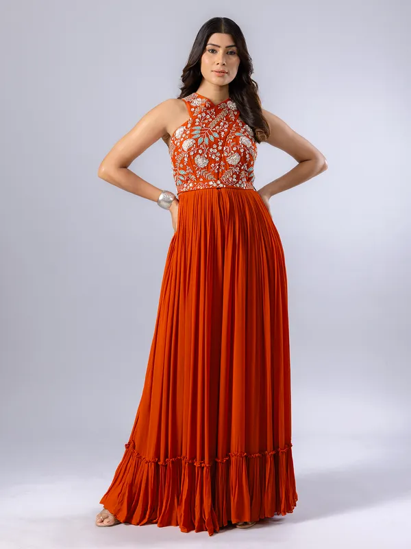 Rust Red palazzo suit for women