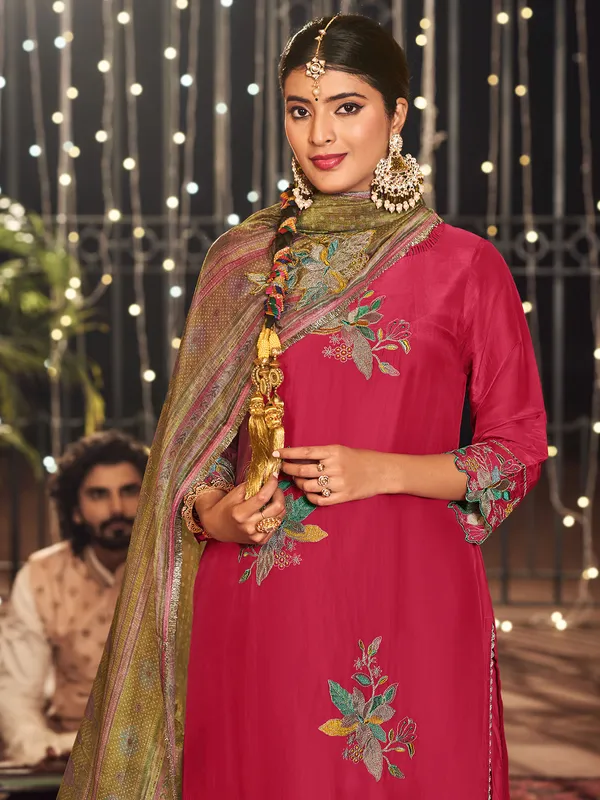 Rust red silk festive wear salwar suit