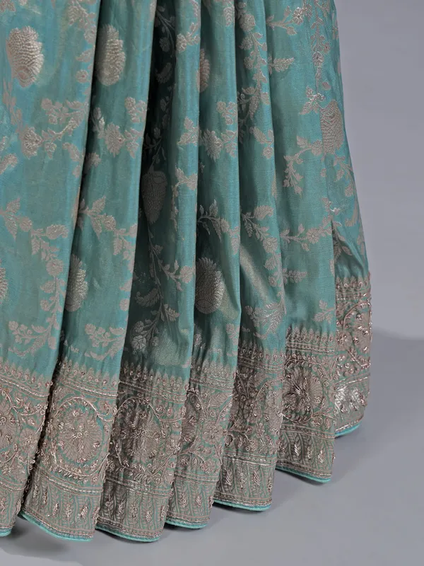 Sage green banarasi silk saree for weddings