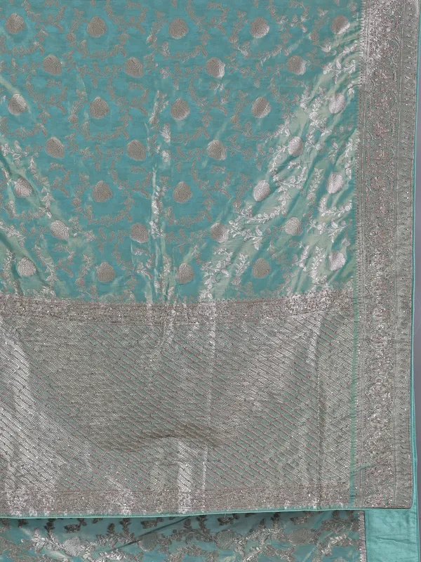 Sage green banarasi silk saree for weddings
