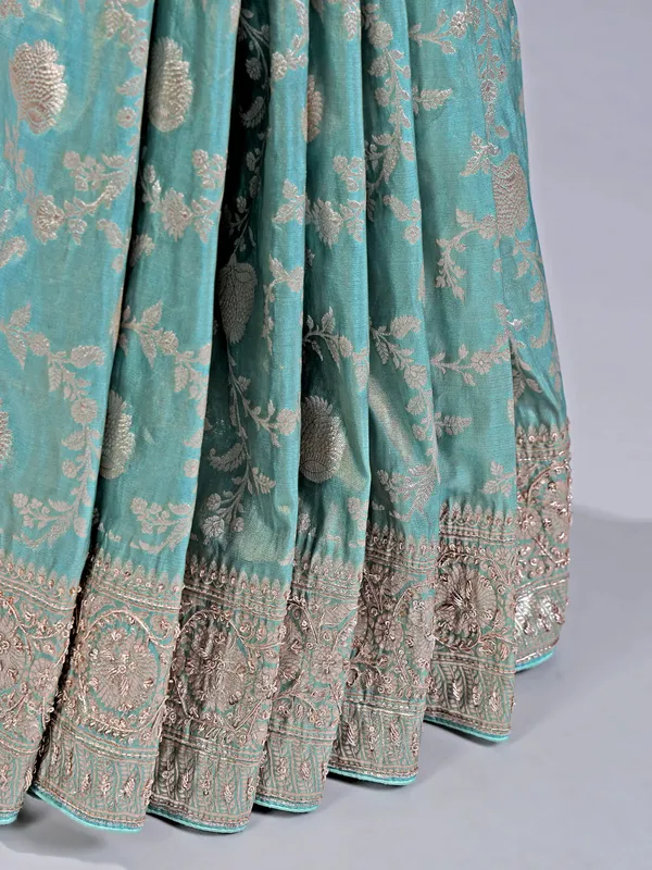 Sage green banarasi silk saree for weddings